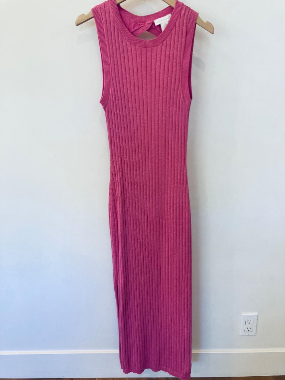 House of Harlow 1960 Knit Open Back Metallic Pink Maxi Dress